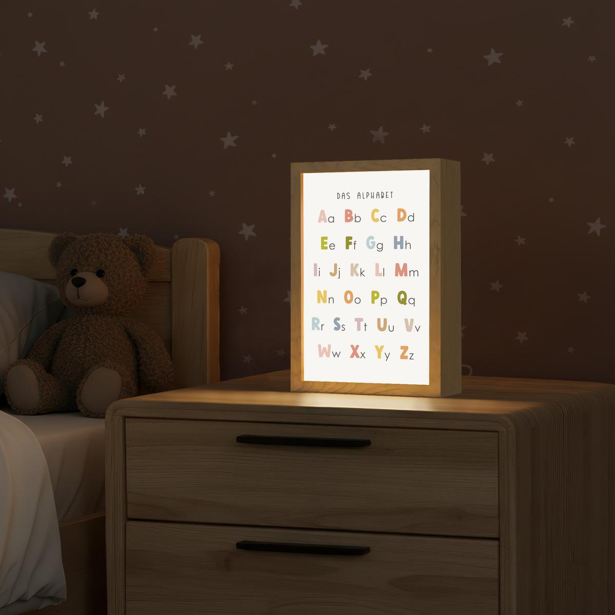 NACHTTISCHLAMPE Pädagogisch - Alphabet lernen - Farbenfroh - Weiß - Buchstaben 20x30 cm - Weiß, Holzwerkstoff (8/20/30cm) - OnlyWow