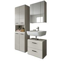 BADMÖBEL-SET Kaschmir 3-teilig 135 cm, Komplettset mit XL Hochschrank - Kaschmir/Schwarz, Glas/Holzwerkstoff (135/185/30cm) - Inn.Furn