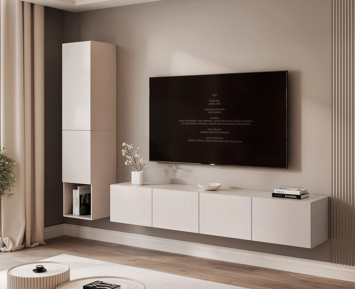 WOHNWAND ANGEL LINE I 2-teilig, mit LED-Beleuchtung, Kaschmir - Kaschmir, Holzwerkstoff (240/180/40cm) - Idohome
