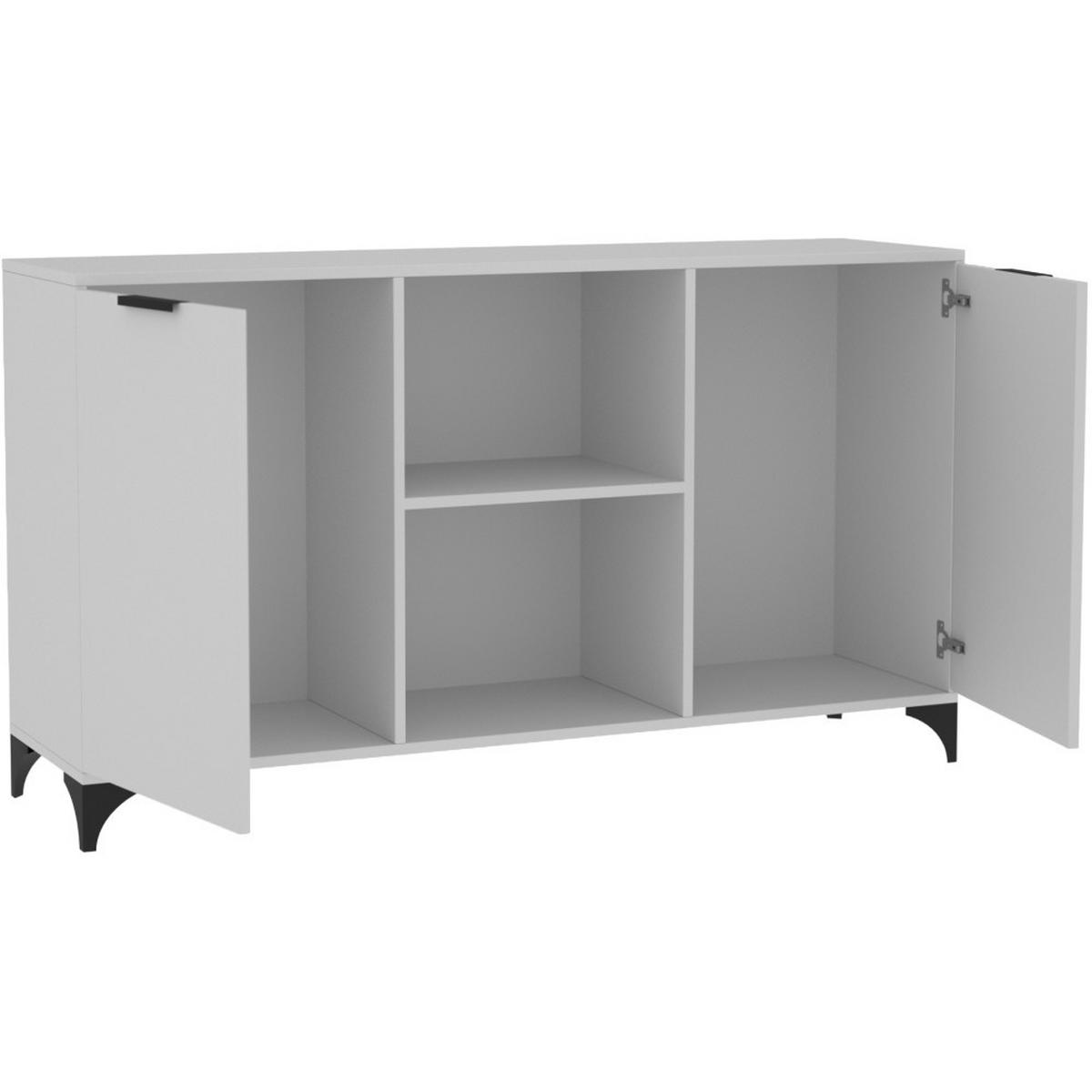 KOMMODE Home mit 2 Türen, mit Griffen, Weiß - Schwarz/Weiß, Holzwerkstoff (150/85/40cm) - Beautysofa