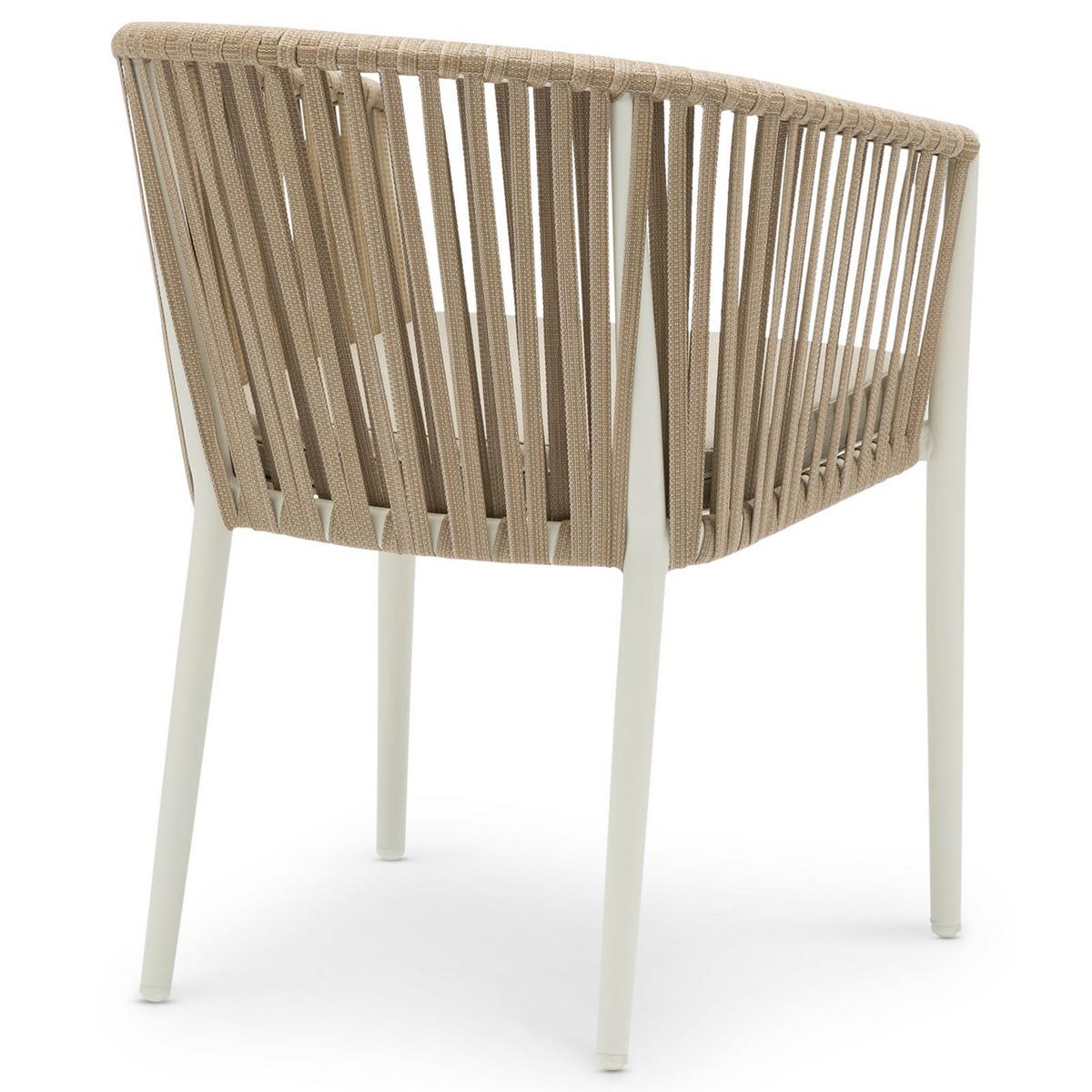 GARTENSTÜHLE ISOLA 6er-Set beige, weiß - Beige, Textil/Metall (56/78/62cm) - IDIMEX