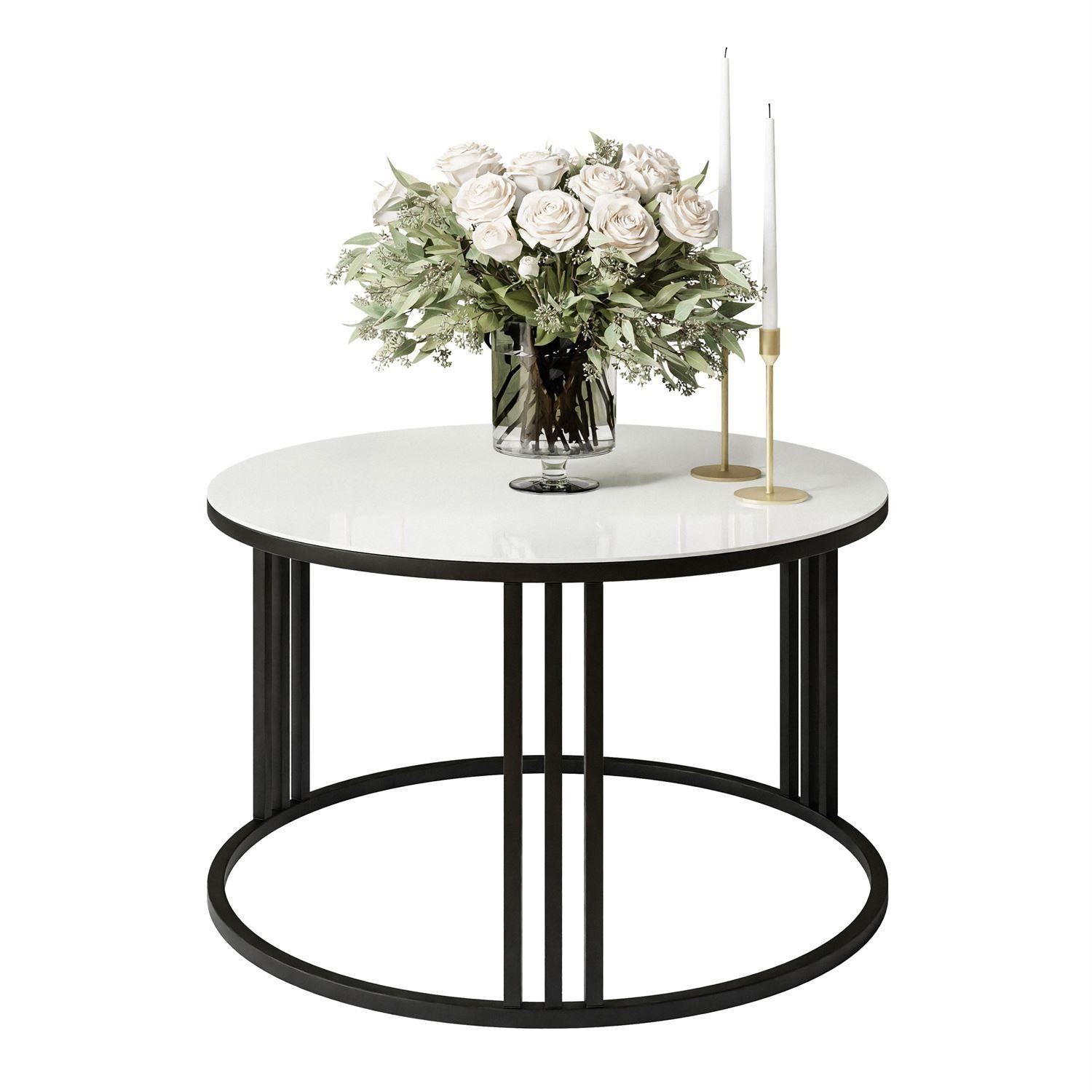 COUCHTISCH LORI GLASS - Schwarz/Weiß, Glas (70/70/47cm) - Lookway