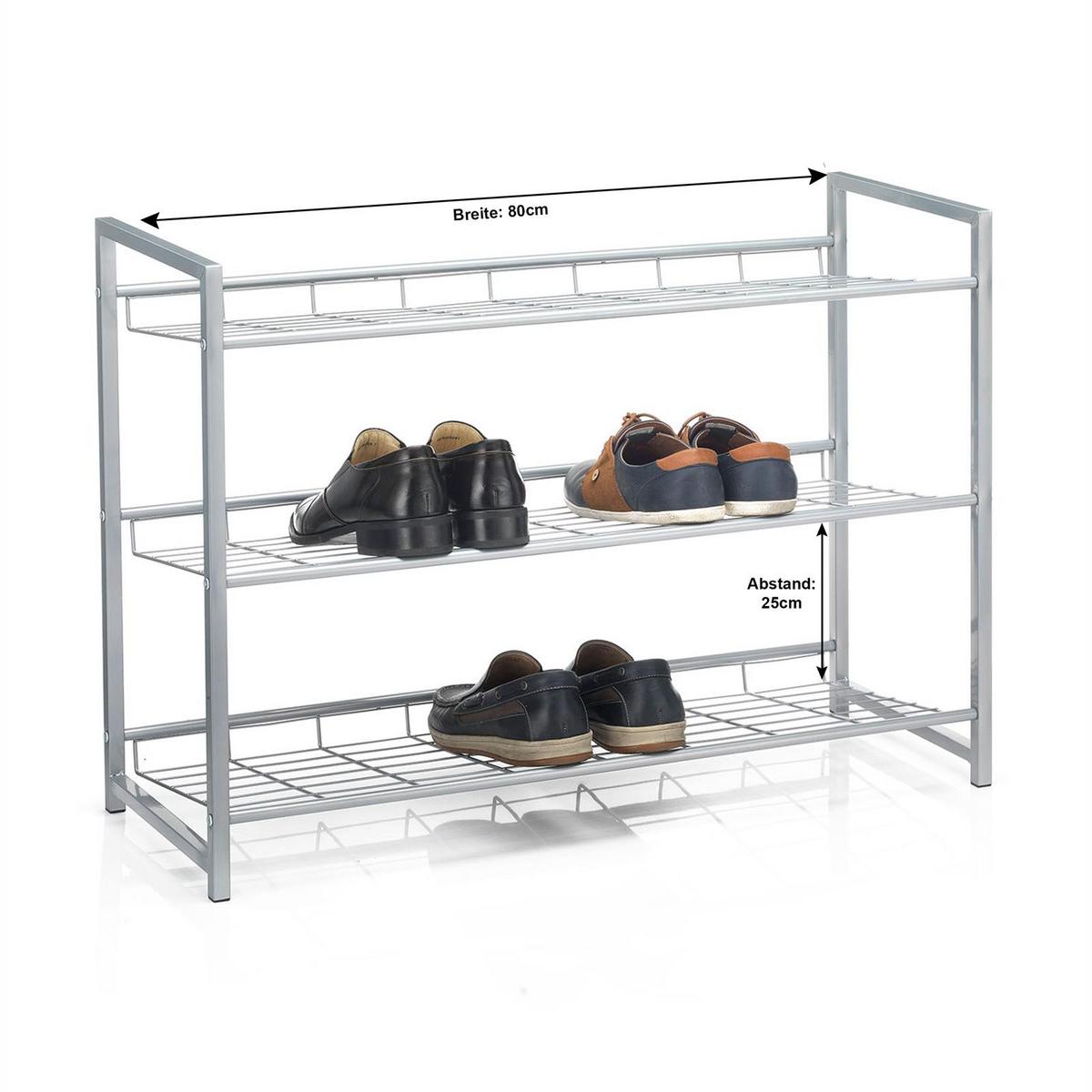 SCHUHREGAL SYSTEM - Silberfarben, Metall (81/60/30cm) - CARO-Möbel