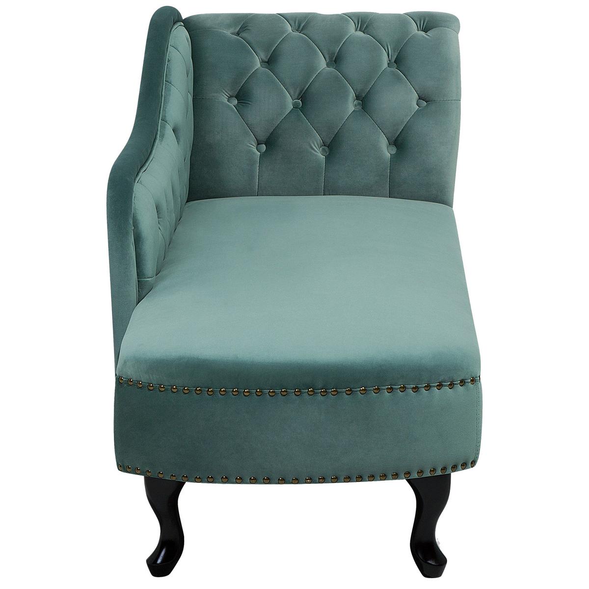 CHAISELONGUE Samtstoff mintgrün rechtsseitig Nimes - Dunkelbraun/Mintgrün, Textil (170/79/61cm) - Beliani