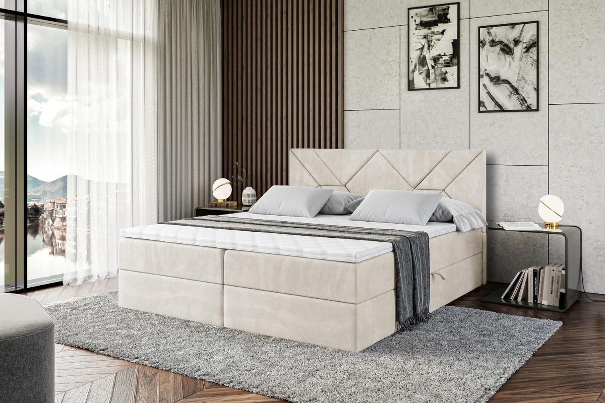 BOXBETT mit Matratze H4 und Lattenrost - BARWA - 140 x 200 - H4 - Ecru - Ecru, Holzwerkstoff (140/200cm) - ALTDECOR
