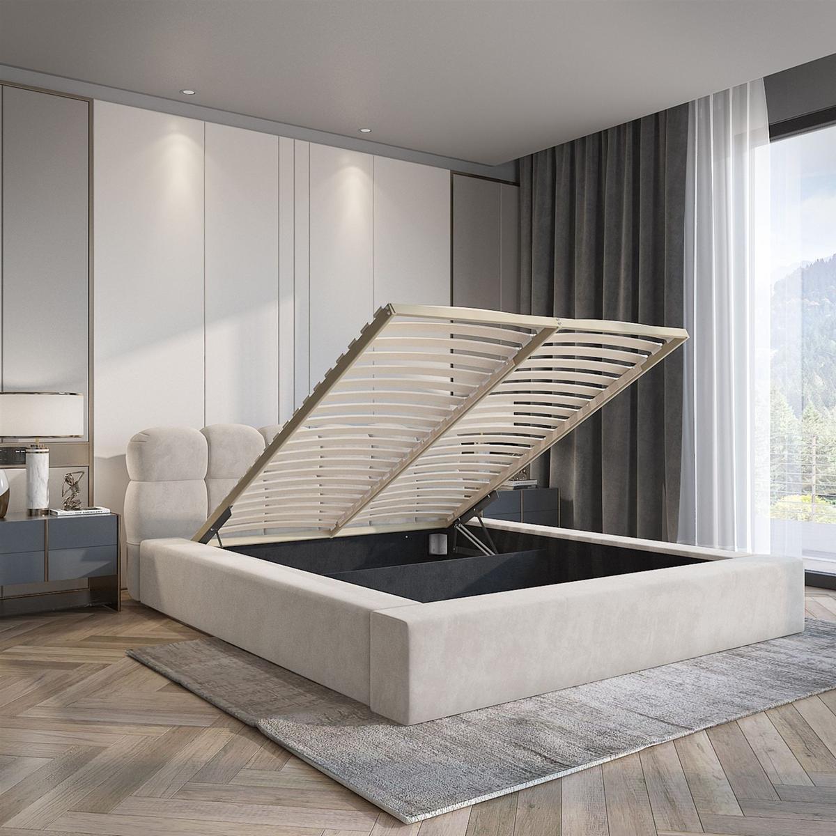 POLSTERBETT Grove In Ditra - Beige, Holzwerkstoff/Textil (140/200cm) - Fun Möbel