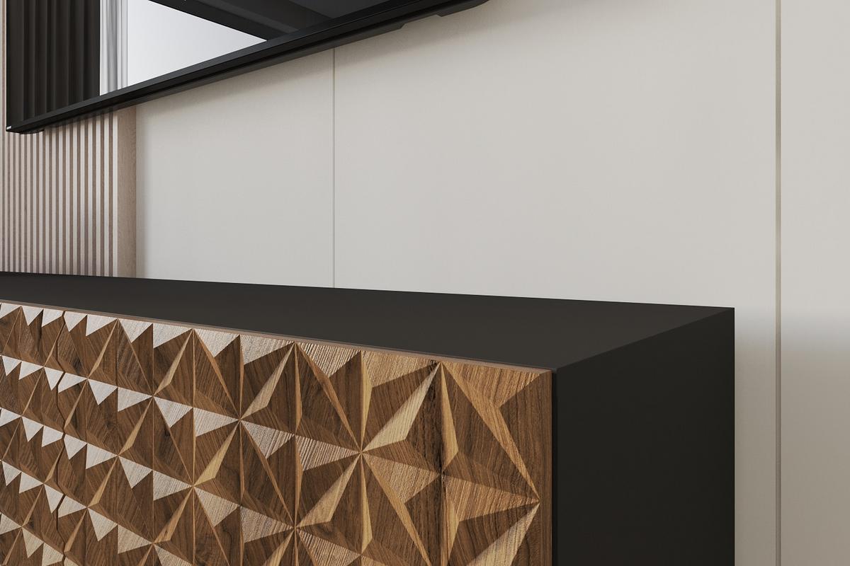 LOWBOARD VIRA-W 2x100x40x40 cm - Schwarz / Katania - Eiche Wotan, Holzwerkstoff (200/40/40cm) - ALTDECOR