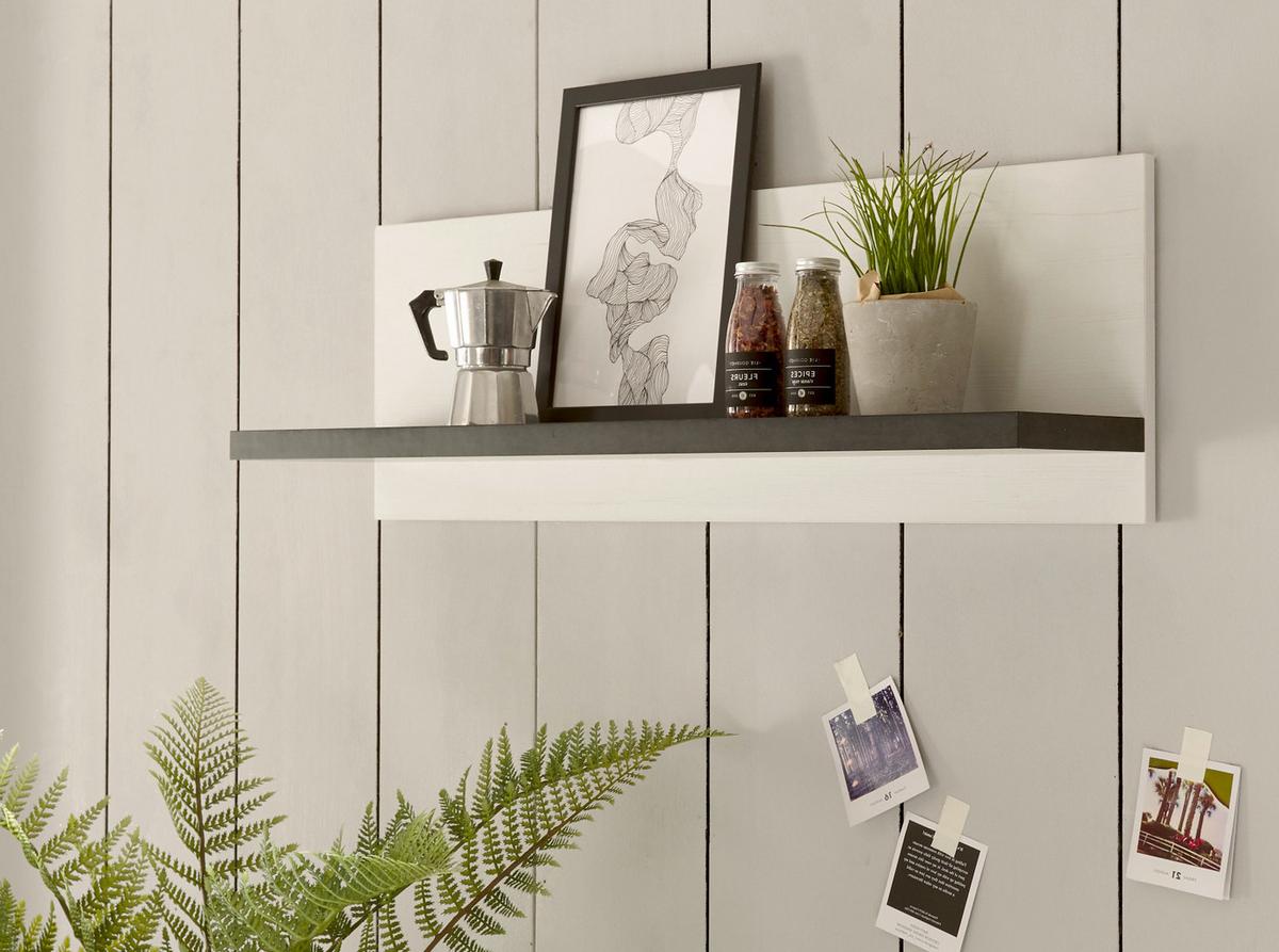 KÜCHENREGAL weiß Pinie, anthrazit Landhaus, Küche Wandregal 90 x 30 cm - Anthrazit/Weiß, Holzwerkstoff (90/30/22cm) - Furn.Design