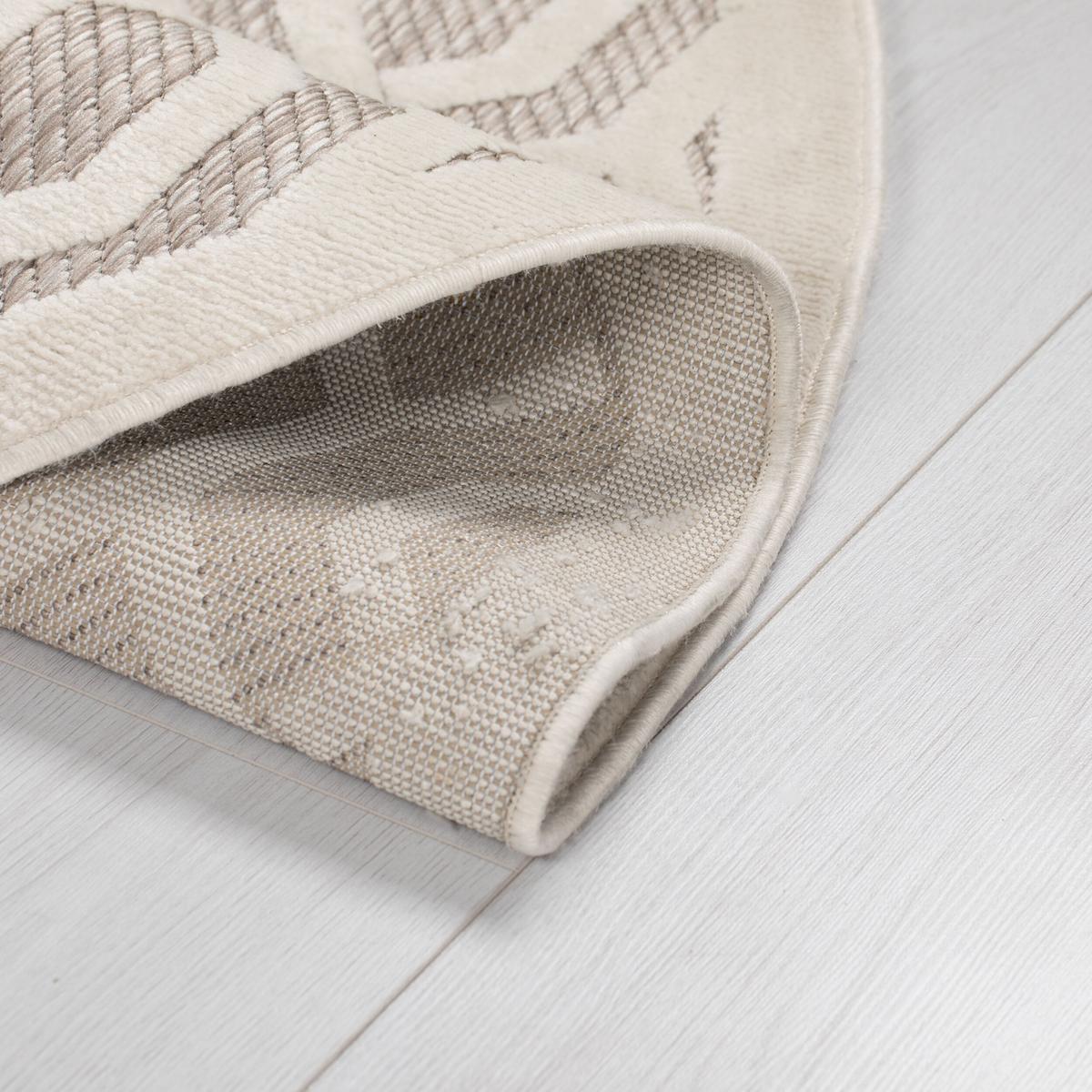 OUTDOORTEPPICH Waschbar STOUR, geometrisch, Grau-Beige, Ø 160 cm - Beige, Textil (160/160cm) - KADIMA DESIGN