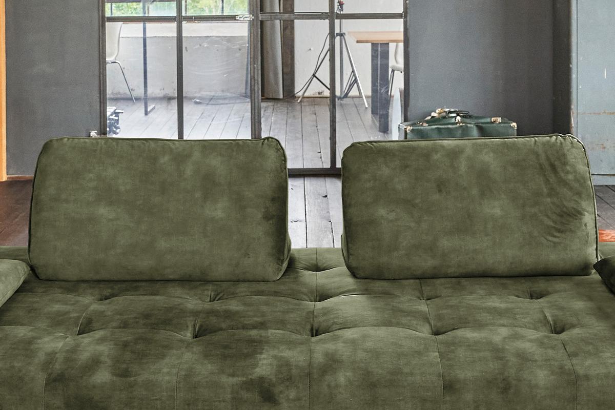 SOFA WIOLO Grün Velvet - Silberfarben/Grün, Textil/Metall (240/80/110cm) - KAWOLA
