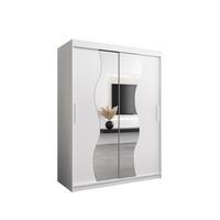 SCHWEBETÜRENSCHRANK 200/150/62 2-türig - Silberfarben/Weiß, Holz/Kunststoff (150/200/62cm) - MÖBEL KRYSPOL