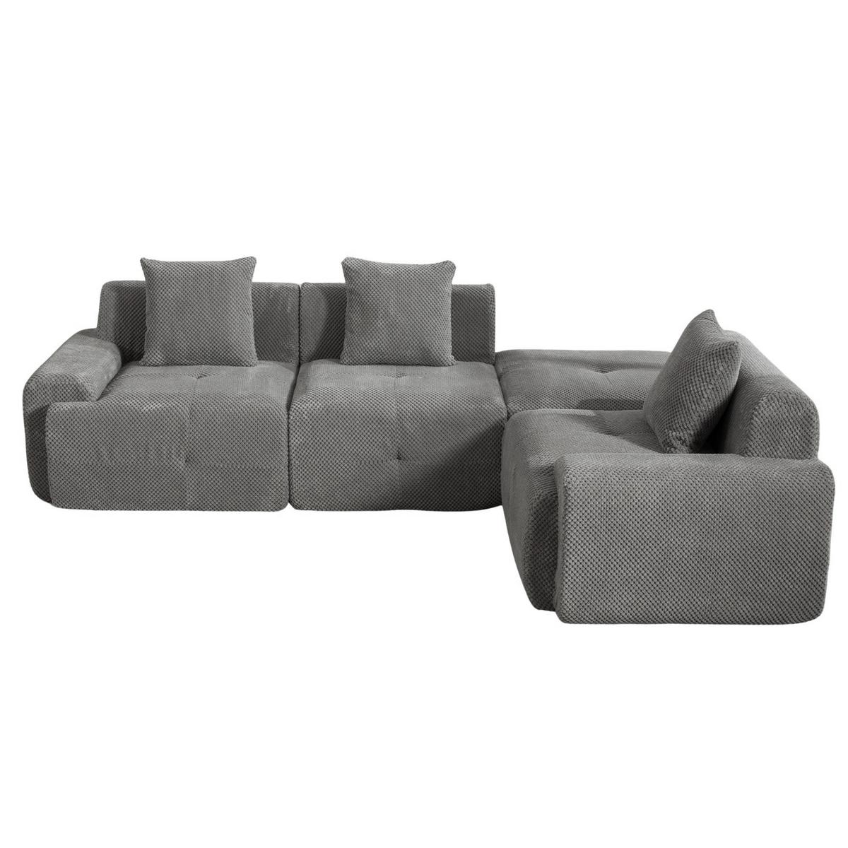 ECKSOFA 266cm L-Form Grau 3-Sitzer ohne Montage - Grau, Textil (266/176cm) - Urban Meuble