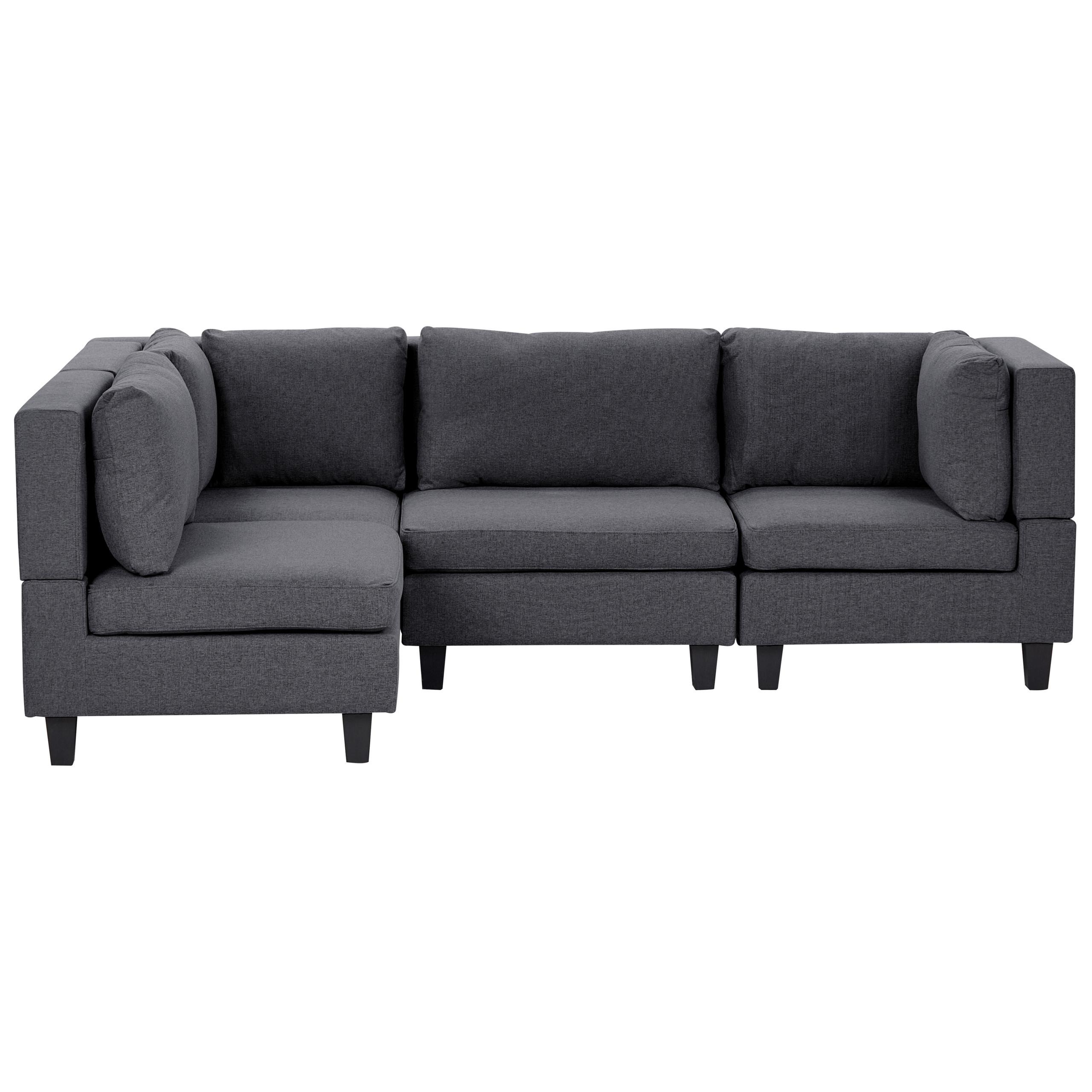 ECKSOFA Modul 4-Sitzer rechtsseitig Dunkelgrau Stoff Unstad - Dunkelgrau/Grau, Textil (228/152cm) - Beliani