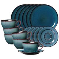 KAFFEESERVICE Bali blau 18-tlg. - Blau, Keramik (2/2/2cm) - Ritzenhoff Breker