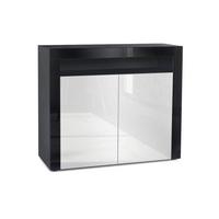 KOMMODE Valencia Weiß Hochglanz / Schwarz Hochglanz - Weiß Hochglanz/Schwarz, Holzwerkstoff (108/92/40cm) - Vladon