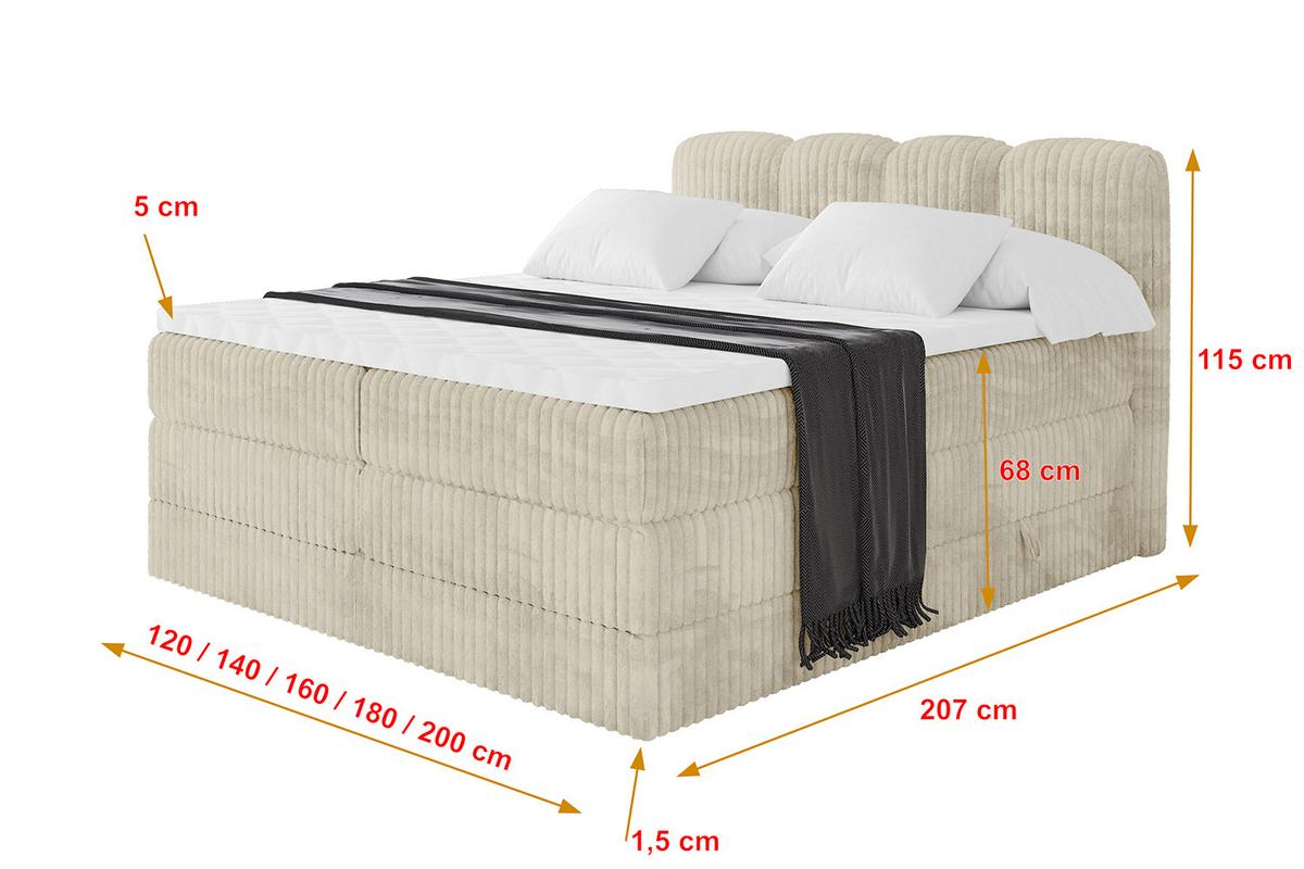 BOXBETT mit Matratze H3|H4 - NINA KING - 200x200 cm - Creme - Magnolie, Holzwerkstoff (200/200cm) - ALTDECOR