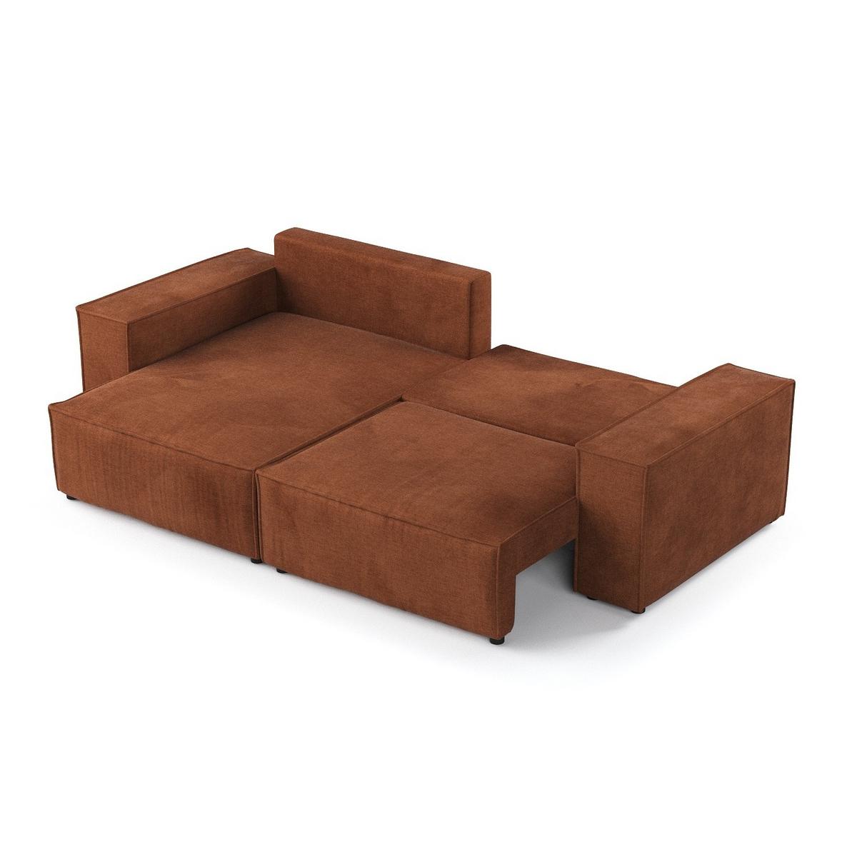 ECKSOFA CAVO mit Schlaffunktion Kupfer im Wind Stoff - Schwarz/Kupferfarben, Holz/Holzwerkstoff (255/148cm) - AltaBeds