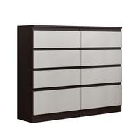 KOMMODE ADRIANO 120/100/33 cm mit 8 Schubladen Wengefarben - Wengefarben/Weiß, Holzwerkstoff (120/100/33cm) - MASSENO