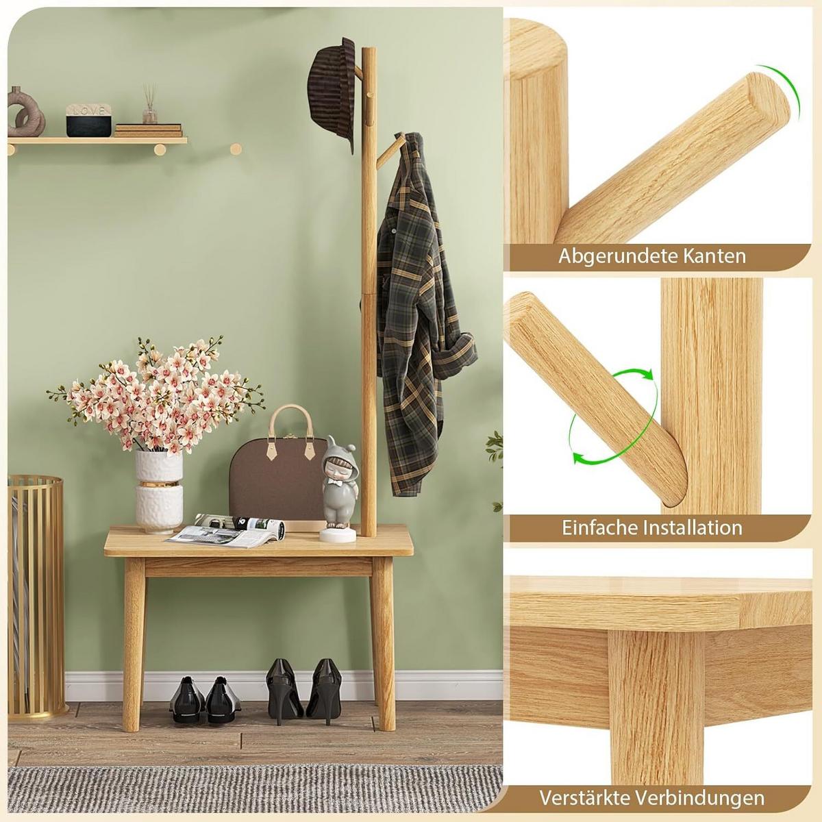 GARDEROBENSTÄNDER 168cm Natur - Naturfarben, Holz (76/168/43cm) - COSTWAY