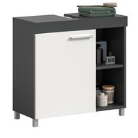 WASCHBECKENUNTERSCHRANK grau, weiß 65 cm, Unterschrank 1-türig - Silberfarben/Weiß, Holzwerkstoff/Kunststoff (65/63/31cm) - Inn.Furn