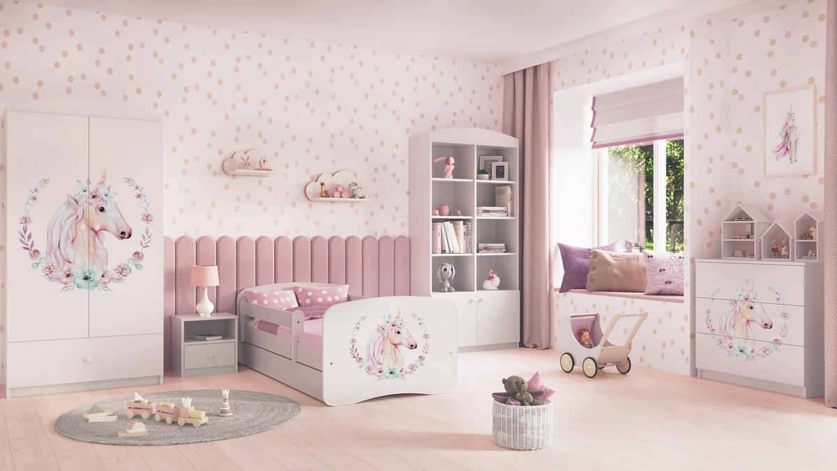 KINDERKLEIDERSCHRANK Pferd - Weiß, Holzwerkstoff (90/175/52cm) - RAUMHIRSCH FURNITURE