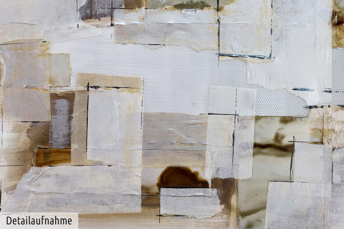 ACRYLBILD HANDGEMALT 120/60 cm - Weiß/Braun, Holz/Textil (120/60cm) - KUNSTLOFT