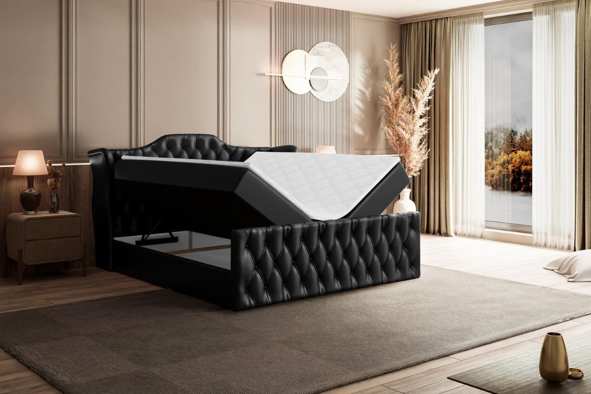 BOXBETT VILA-Z - 140x200 cm - H3 - Schwarz Hochglanz - Schwarz Hochglanz, Holzwerkstoff (140/200cm) - ALTDECOR
