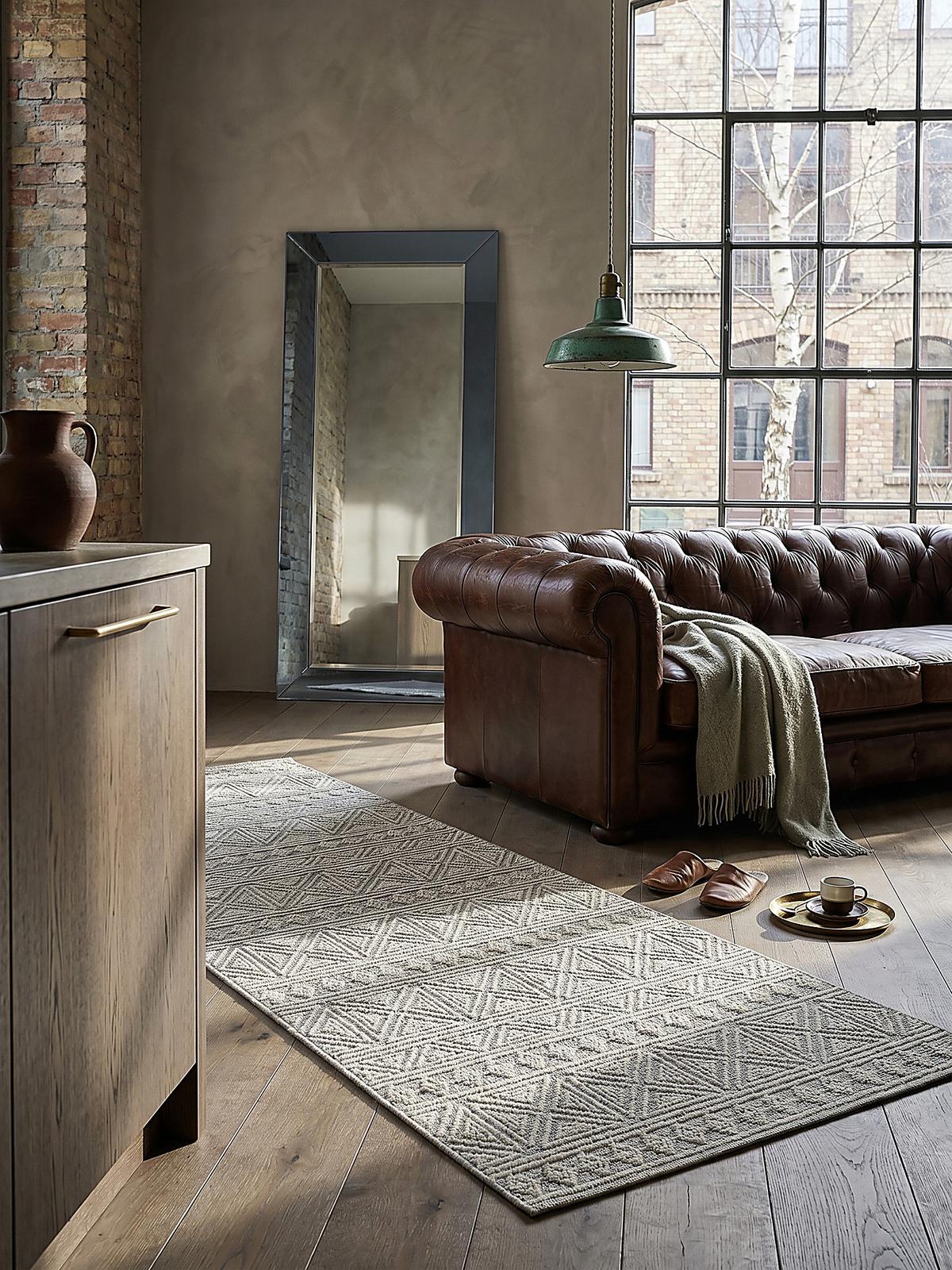 TEPPICH Waschbar LEAM, geometrisch, Grau, 155 x 230 cm - Grau, Textil (230/155cm) - KADIMA DESIGN