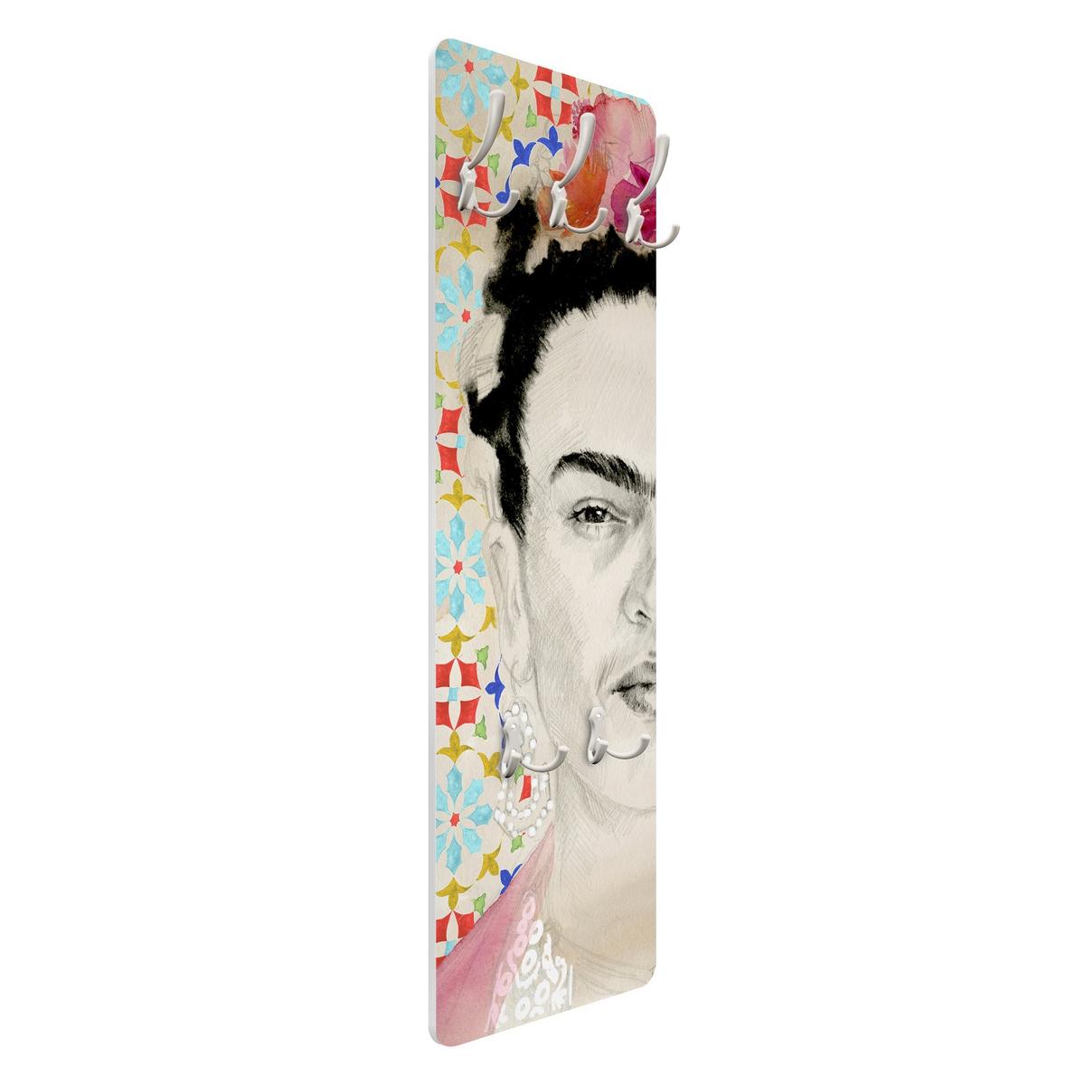 WANDGARDEROBE - Frida mit rosa Blüten II 34/105 cm - Multicolor, Holzwerkstoff (34/105/1.6cm) - Bilderwelten