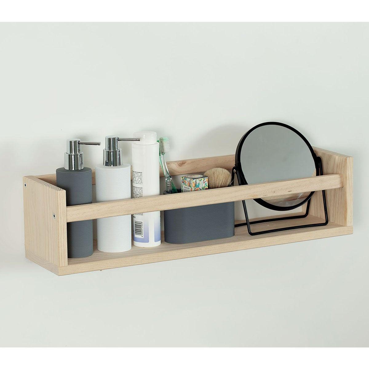WANDREGAL aus massiver Kiefer - L60 x H15 cm - Eschefarben, Holzwerkstoff (15/15/15cm) - Calicosy