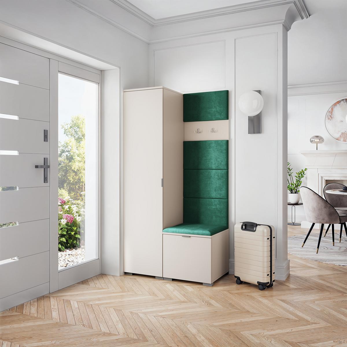 GARDEROBENSCHRANK LORI 95/181/51 cm Modern Garderobe-Set Kaschmir - Kaschmir/Grün, Holzwerkstoff (95/181/51cm) - MASSENO