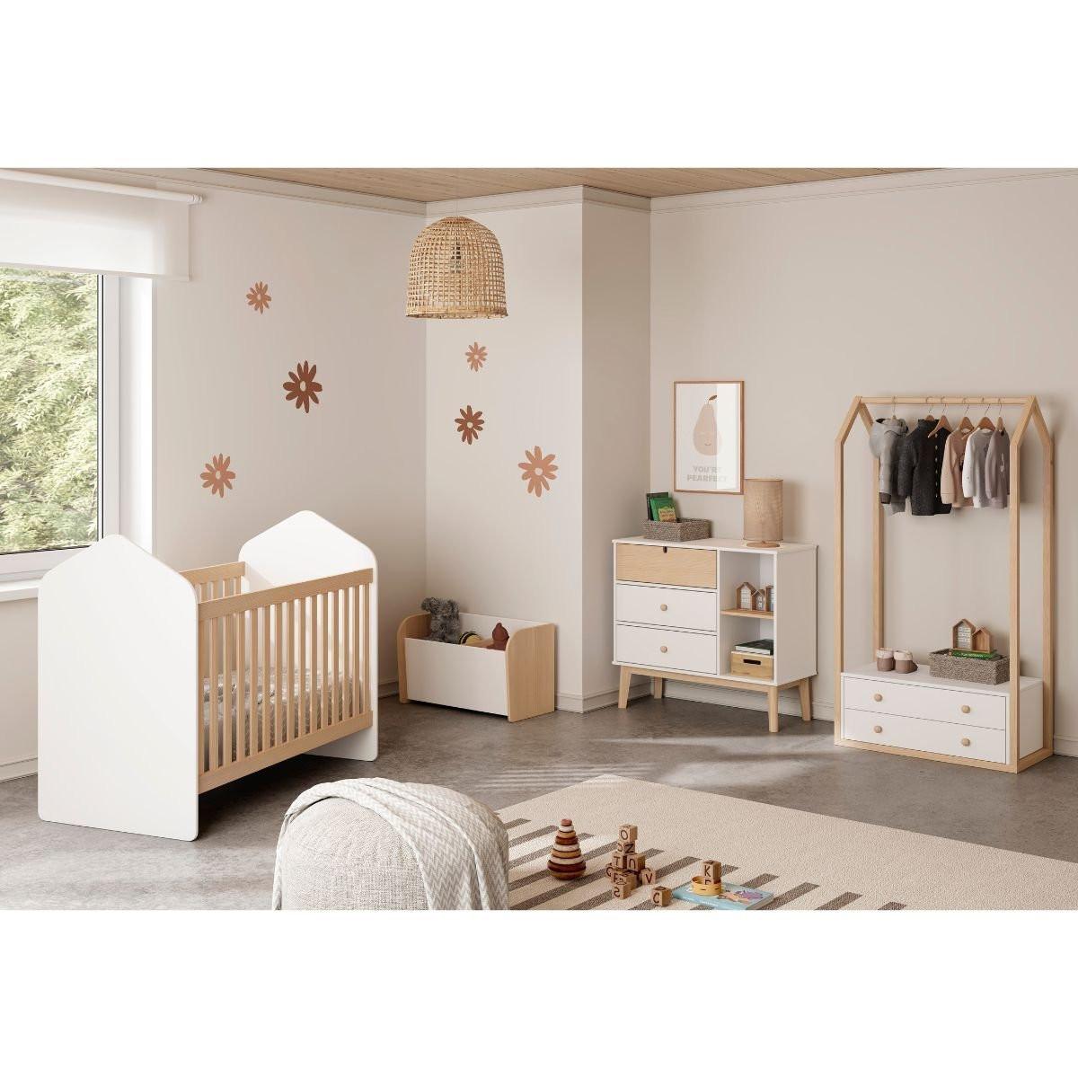 KOMMODE 3 Schubladen und 2 Fächer L90 cm - Estefania - Weiß, Holzwerkstoff (40/81/90cm) - Calicosy