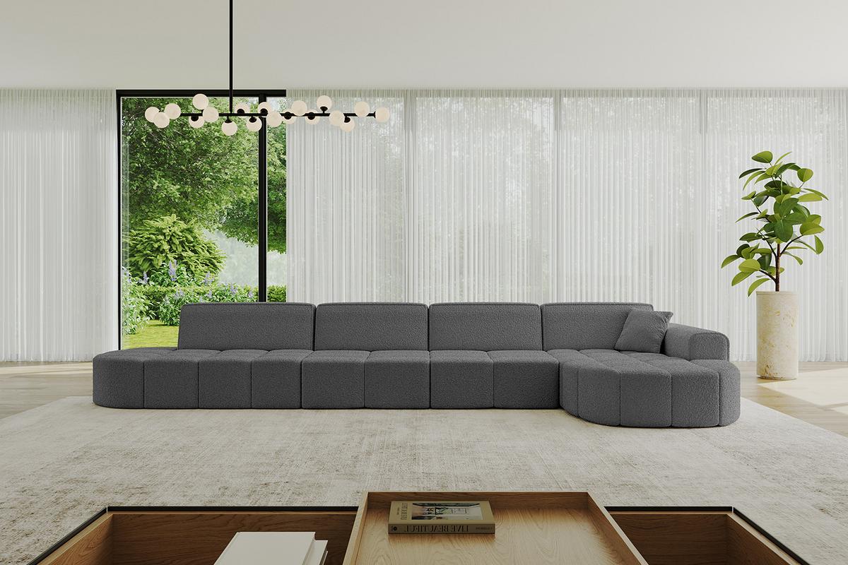 ECKSOFA Ottomane Rechts LIVO-L3 - 422x173x79,5 cm Grau - Grau, Holzwerkstoff/Textil (422/173cm) - ALTDECOR