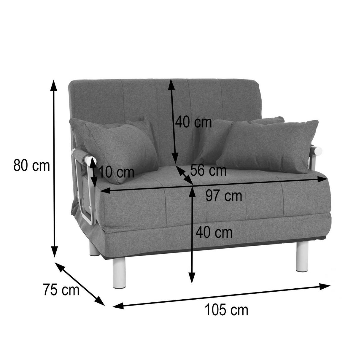 SCHLAFSESSEL Grau - Grau, Textil (105/80/186cm) - MCW