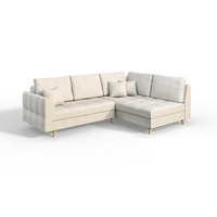 ECKSOFA Lorine Mikrofaser Ecru - Ecru/Hellbraun, Buchenholz/Textil (231/161cm) - S-Style Möbel