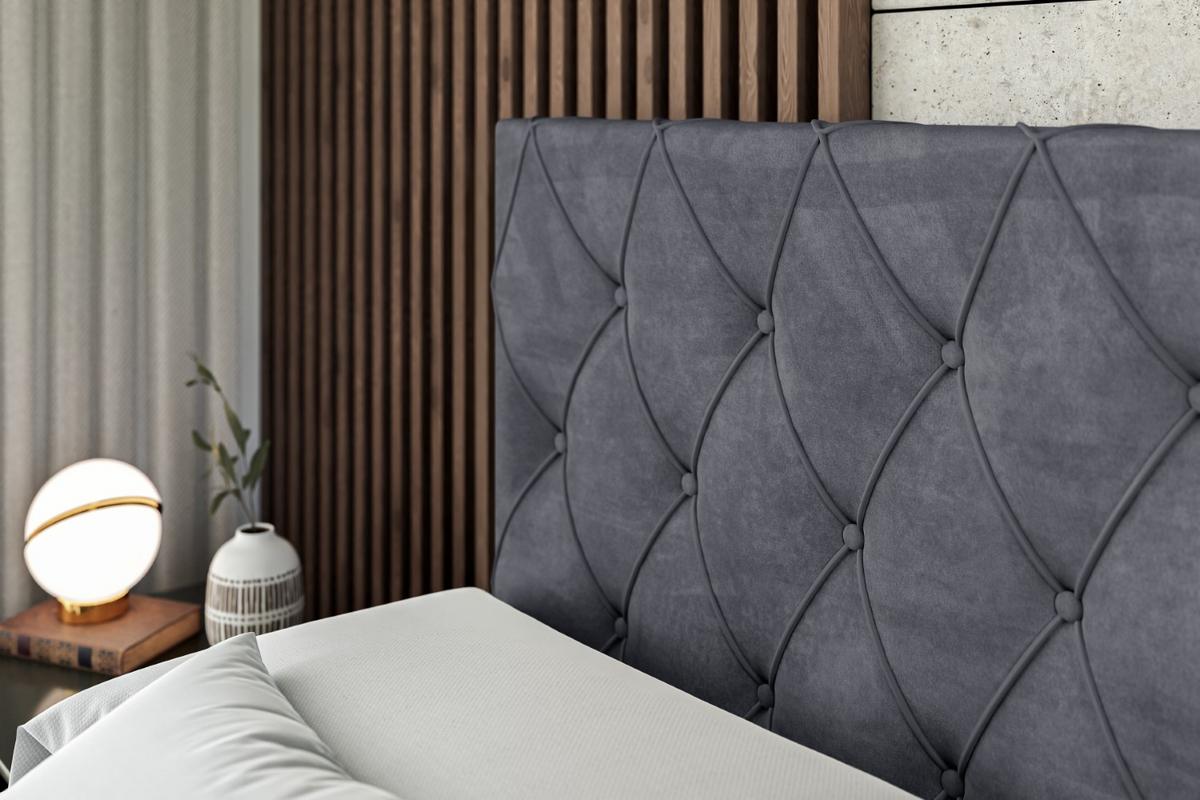 BOXSPRINGBETT AMAY-Z KING - 140x200 - H3/H4 - Dunkelgrau - Dunkelgrau, Holzwerkstoff (140/200cm) - ALTDECOR