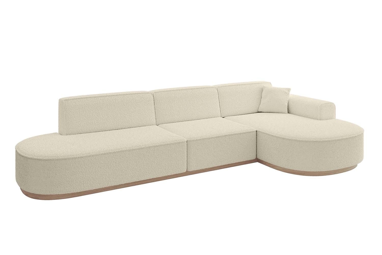 ECKSOFA Ottomane Rechts MARI-L2-v1 - 328x171x83 cm Beige Bouclé - Beige, Holzwerkstoff/Textil (171/328cm) - ALTDECOR