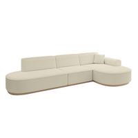 ECKSOFA Ottomane Rechts MARI-L2-v1 - 328x171x83 cm Beige Bouclé - Beige, Holzwerkstoff/Textil (171/328cm) - ALTDECOR