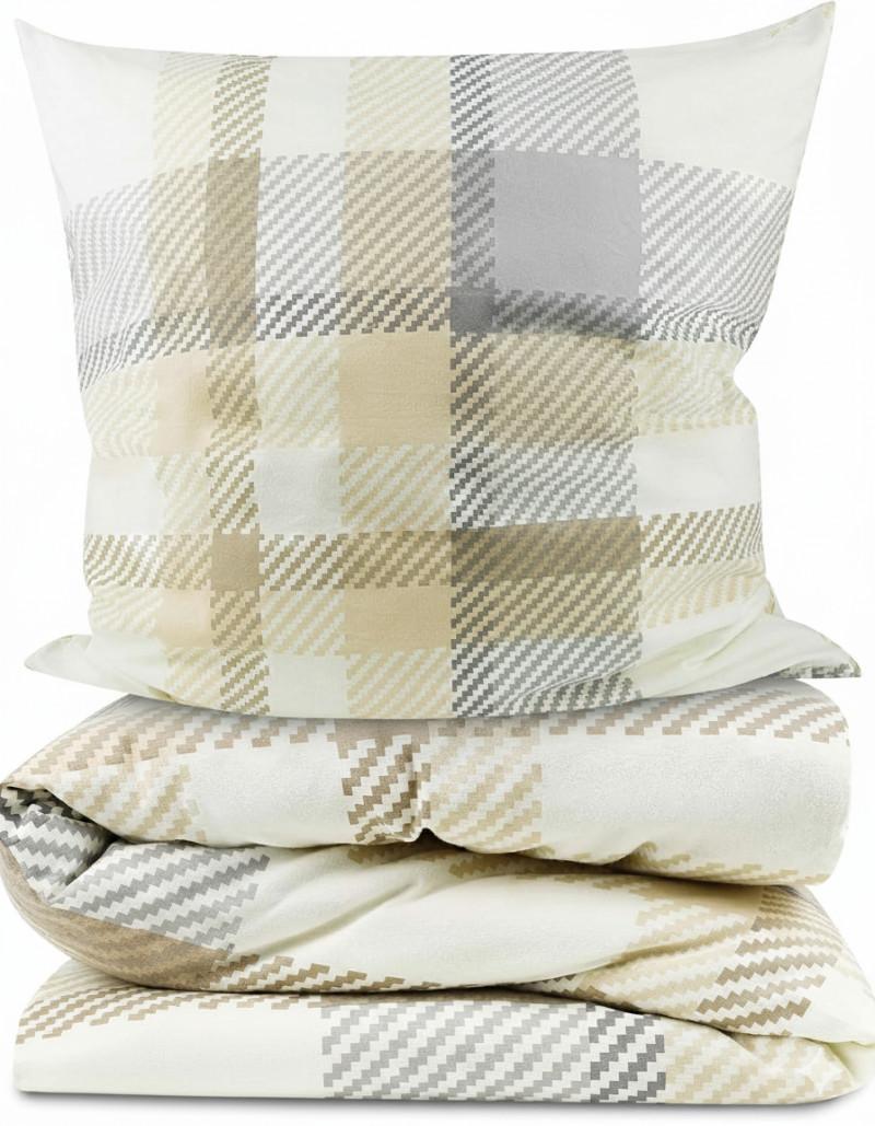 BETTWÄSCHE Mira 155x220cm + Kissenbezug 80x80cm Beige Biber - Beige, Textil (155/220cm) - Beautissu 