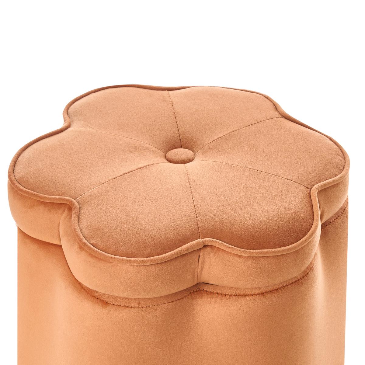 KINDERHOCKER mit Stauraum Samtstoff Orange Blume Flower - Schwarz/Orange, Textil (40/38/40cm) - Beliani