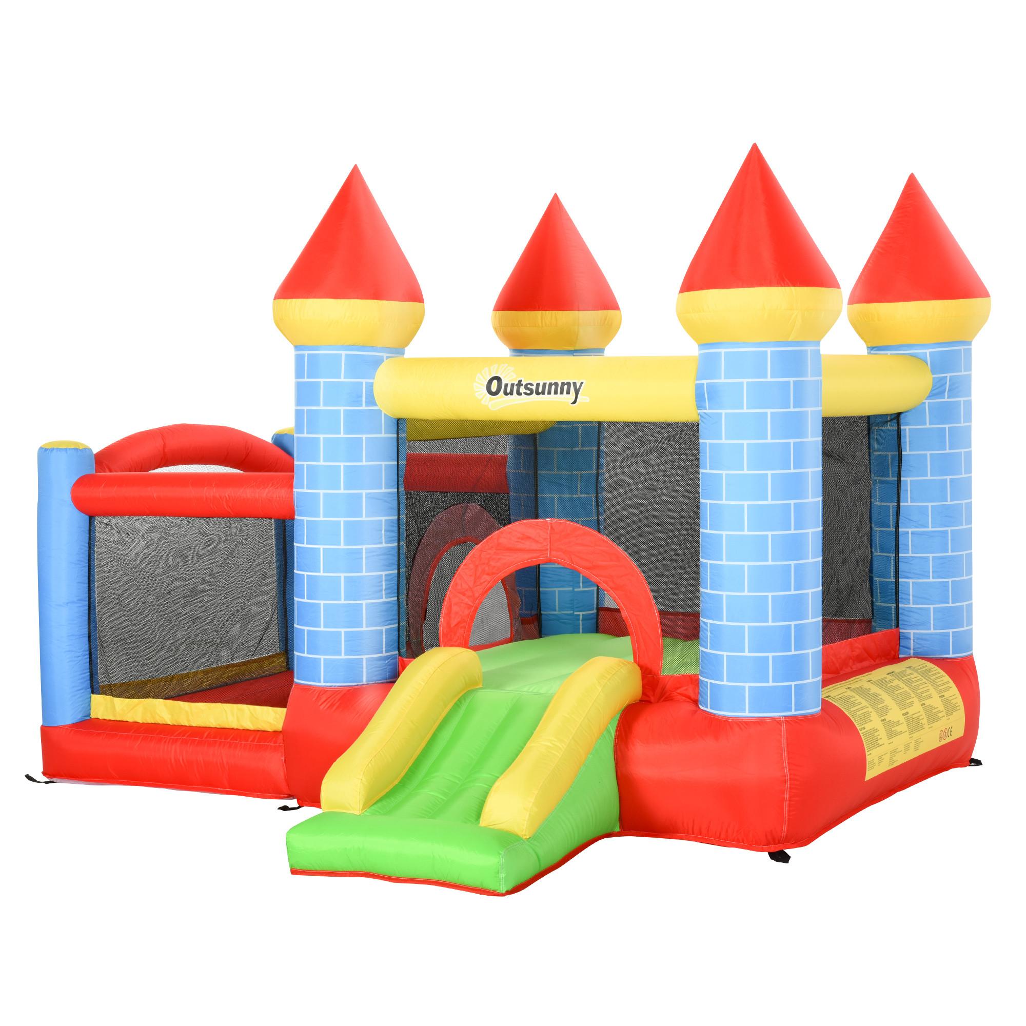 AUFBLASBARE Hüpfburg mit Rutsche Pool für 3 Kinder Burg mit Gebläse - Rot, Kunststoff (280/260/210cm) - Outsunny