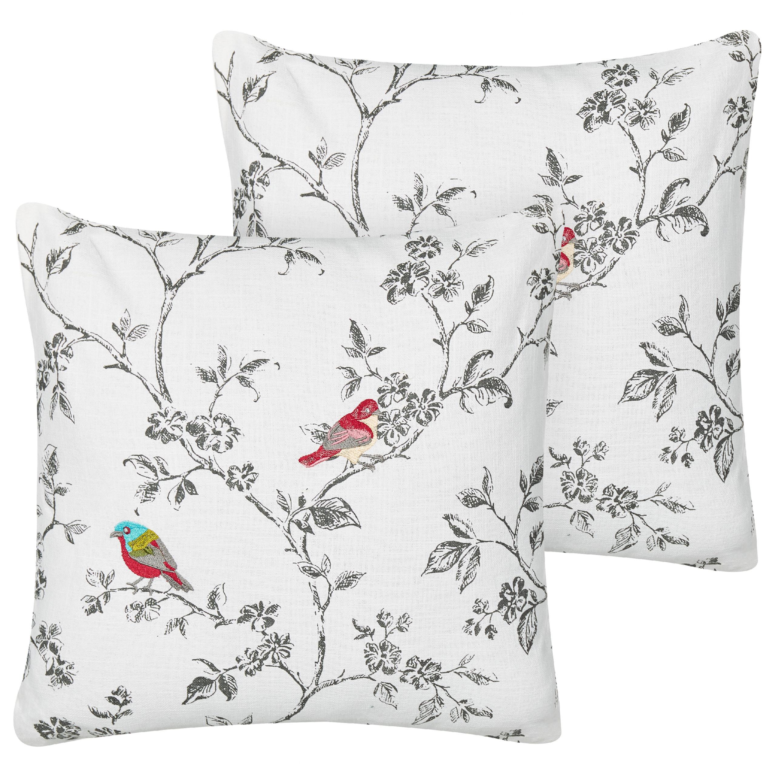 DEKOKISSEN Weiß 45/45 cm Dillenia - Multicolor/Grau, Textil (45/45/6cm) - Beliani