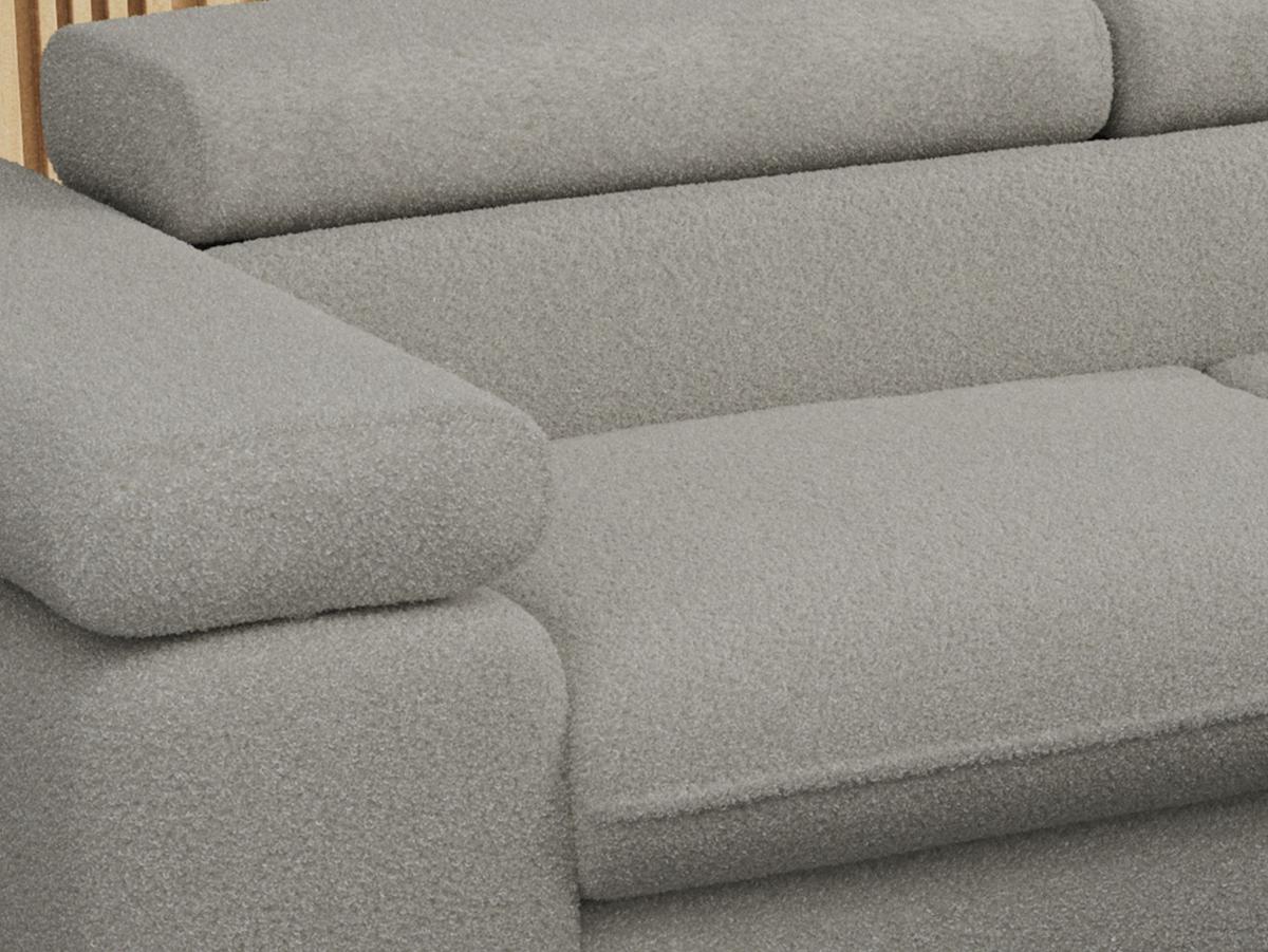 ECKSOFA PETER L Hellgrau Boucle - Rechts Seite - Hellgrau/Schwarz, Textil/Metall (273/208cm) - MKS