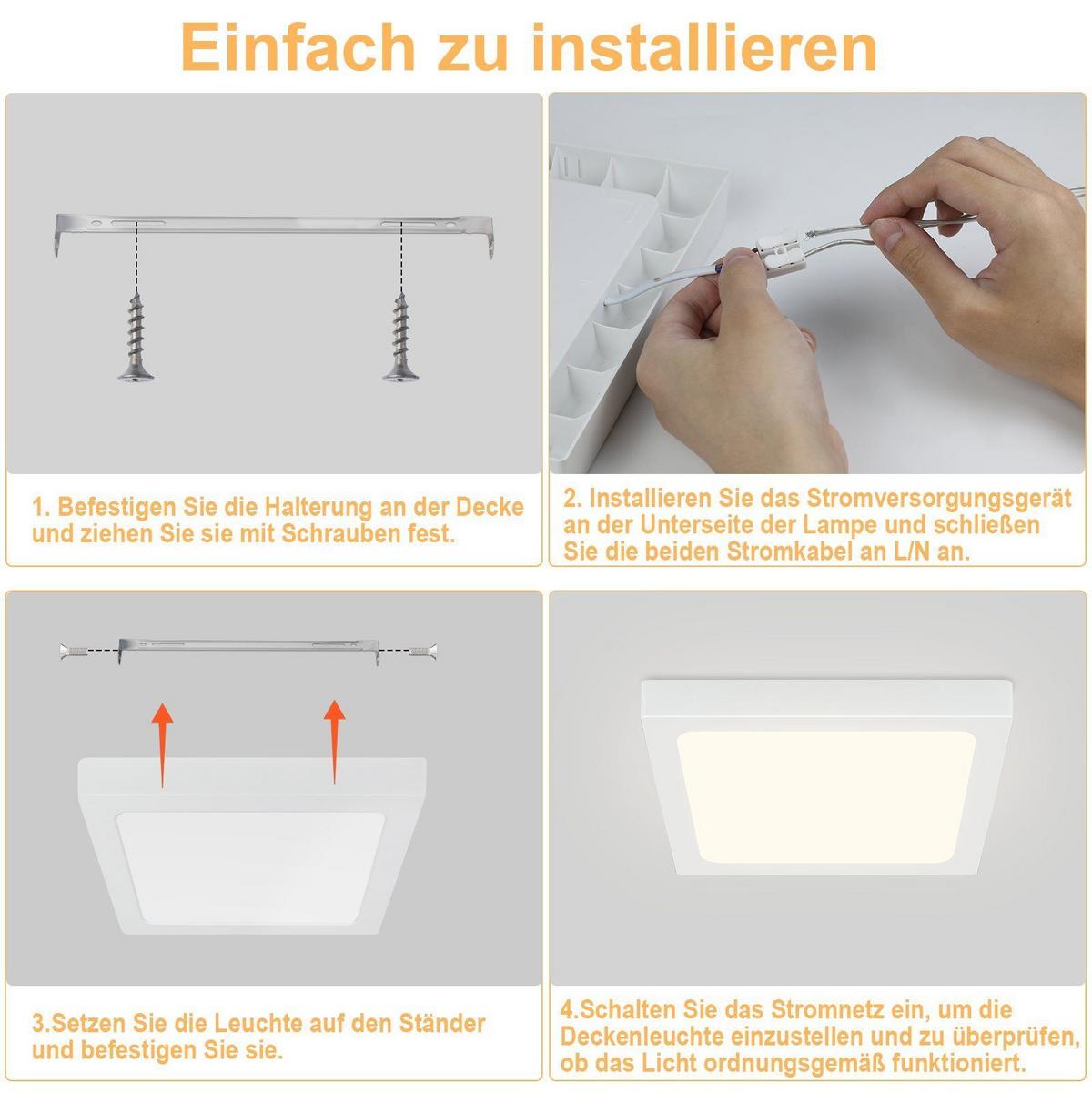 LED-DECKENLEUCHTE Regenkreis 23/23/3.2 cm - Weiß, Kunststoff (23/23/3.2cm) - Nettlife