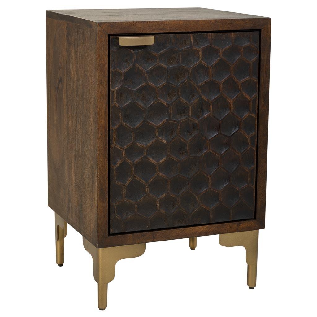 NACHTTISCH aus Metall und Holz, 40x35x60cm - Braun, Holz (40/60/35cm) - Wanderlust