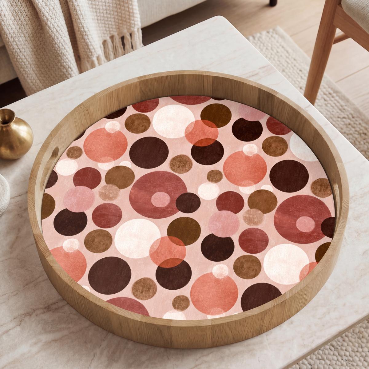 TABLETT Kreise - Modern - Farbenfroh 50x50 cm - Rosa, Holz (50/5/5cm) - OnlyWow