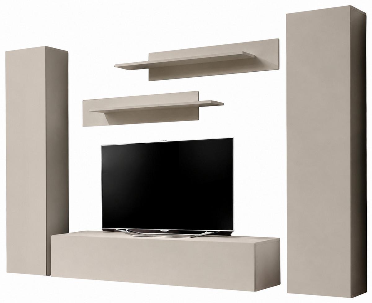 WOHNWAND Kaschmir 5-teilig 260 cm, Schrankwand hängend mit Push-to-Open - Kaschmir, Holzwerkstoff (260/170/40cm) - Inn.Furn