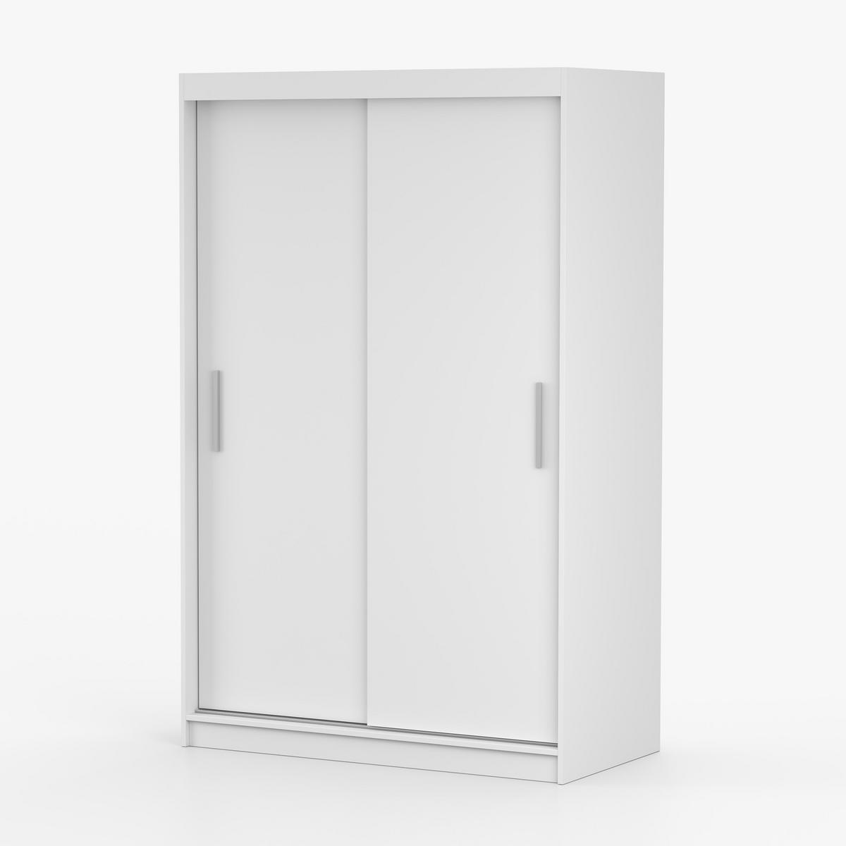 SCHWEBETÜRENSCHRANK Neomi 04 Weiß/Weiß ohne Spiegel 120 cm - Alufarben/Weiß, Holzwerkstoff/Kunststoff (120/200/61cm) - imoebel24