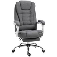 BÜROSTUHL höhenverstellbarer Schreibtischstuhl mit Fußstütze, Leinenoptik Grau - Grau, Metall (70/118/65cm) - Vinsetto