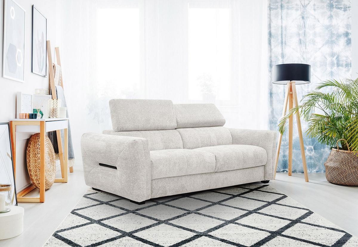 SOFA CALVERA 3-Sitzer, weiß - Schwarz/Weiß, Holzwerkstoff/Textil (204/79/106cm) - Wozimo
